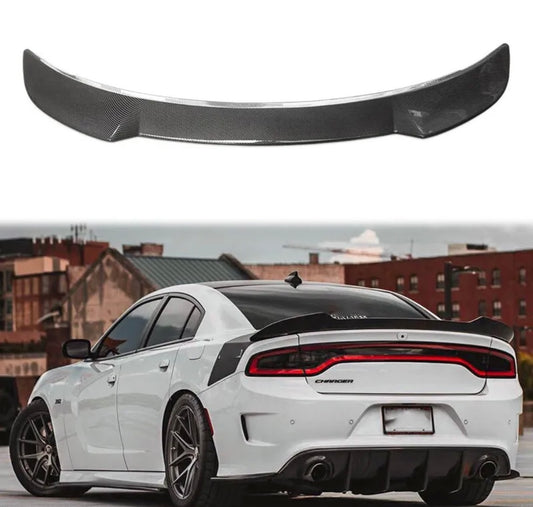 For 2011-2023 Dodge Charger SRT/Hellcat Style Rear Spoiler Carbon Fiber Look ABS