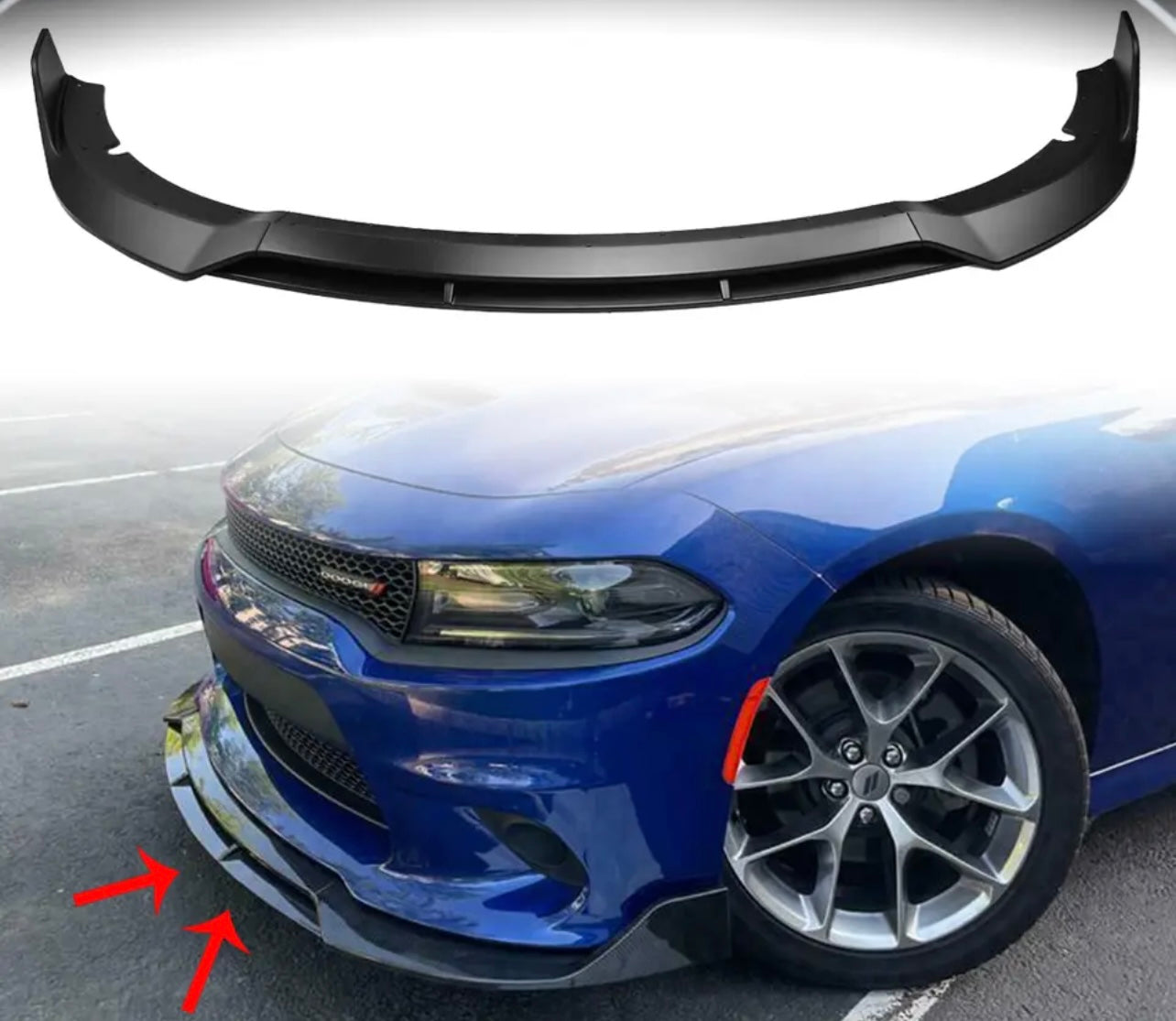 For Dodge Charger 15-21 SRT-Style Matte Black Front Bumper Splitter