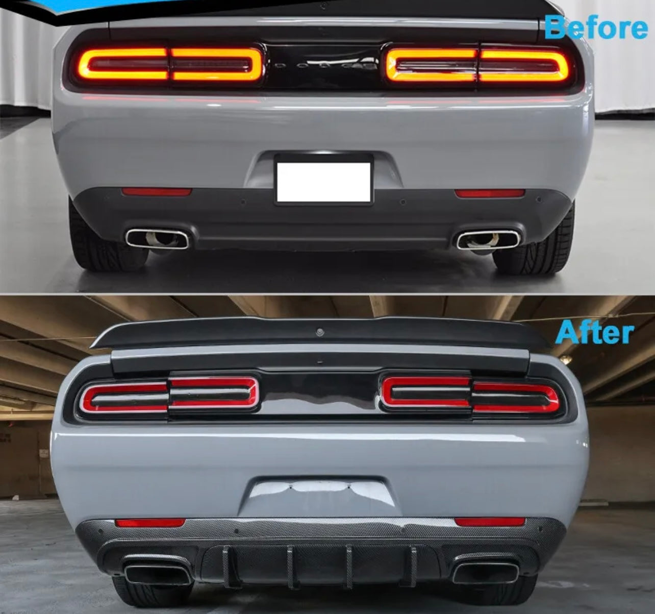 For 15-22 Dodge Challenger  Style Rear Bumper Diffuser Carbon Fiber Print