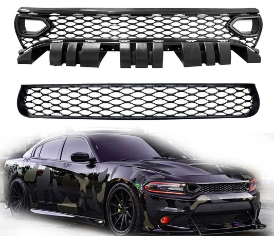 For 15-21 Dodge Charger RT SCAT PACK SRT Style Front Upper + Lower Grille Kit